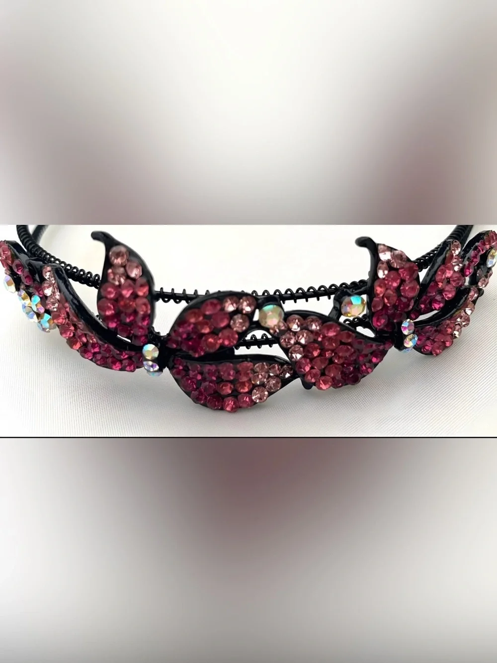 Elegant Multi Color Pink & AB Crystal Headband - Women Hair Accessory